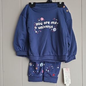 Cat & Jack Matching Two Peice Outfit Space Boys 18m Nwt